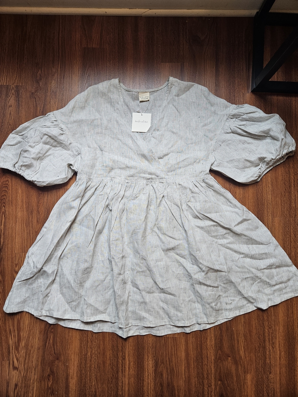 Marlow And Mae Puff-Sleeve Mini Dress with Gathered Waistline